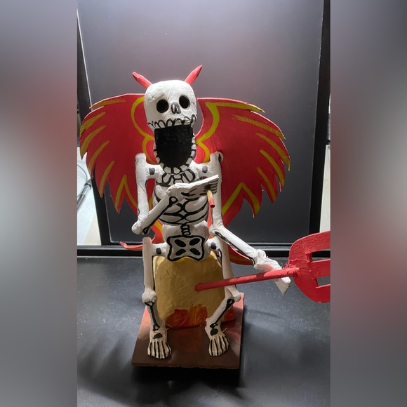 Diablo Skeleton Day Of The Dead Paper Mache dia de los muertos Mexico RARE Vntg - Picture 2 of 12